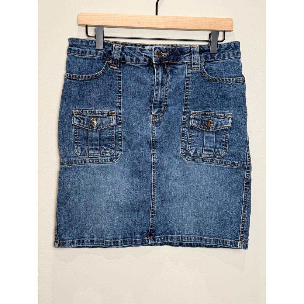 VTG Old Navy 10 Denim Jean Cargo Mini Skirt Front Pocket Low‎ Rise Y2K 2000s